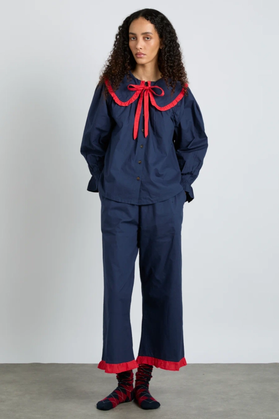 maria pj set- navy/red