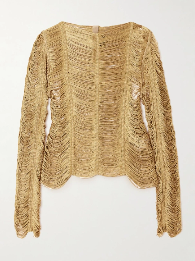 TOM FORD Fringed open-knit top | NET-A-PORTER
