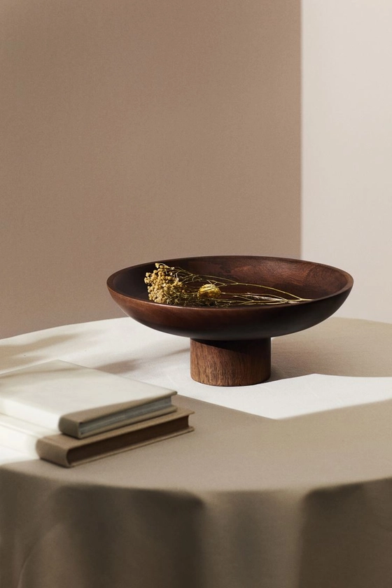 Wooden pedestal bowl - Dark brown - Home All | H&M GB