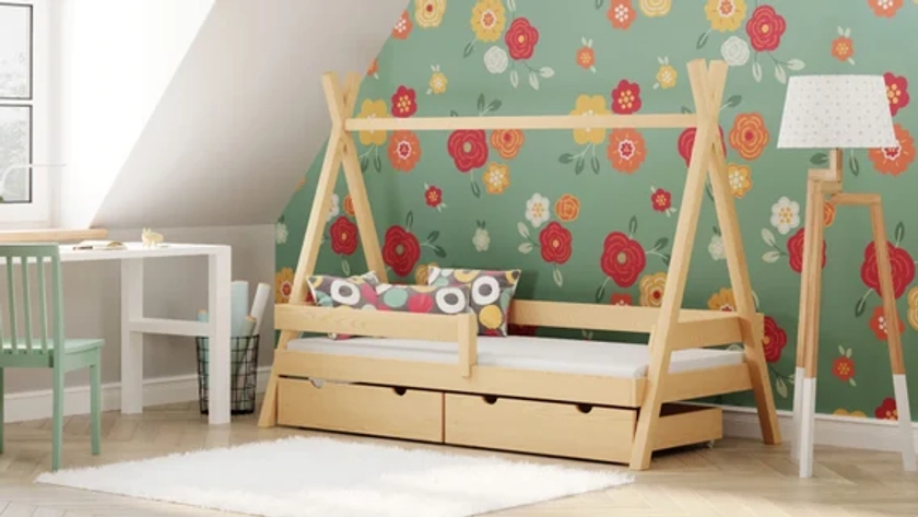 Tipi Bed with Drawer , Montessori House Bed, Wooden Tipi Bed, Handmade Bed for Toddler, Kid House Bed, Wooden House Bed, KidsBed