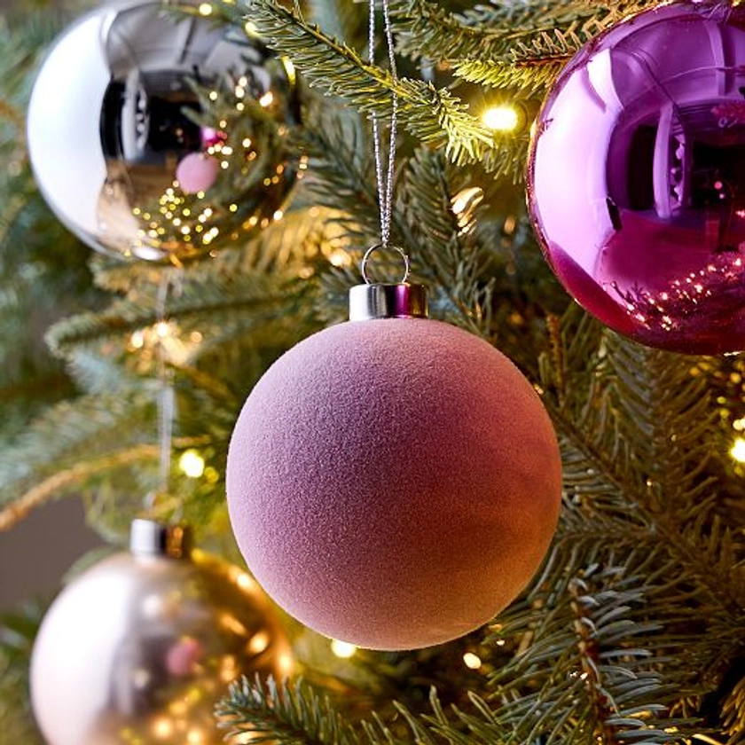 Pink Glass Ball Ornaments (Set of 9)