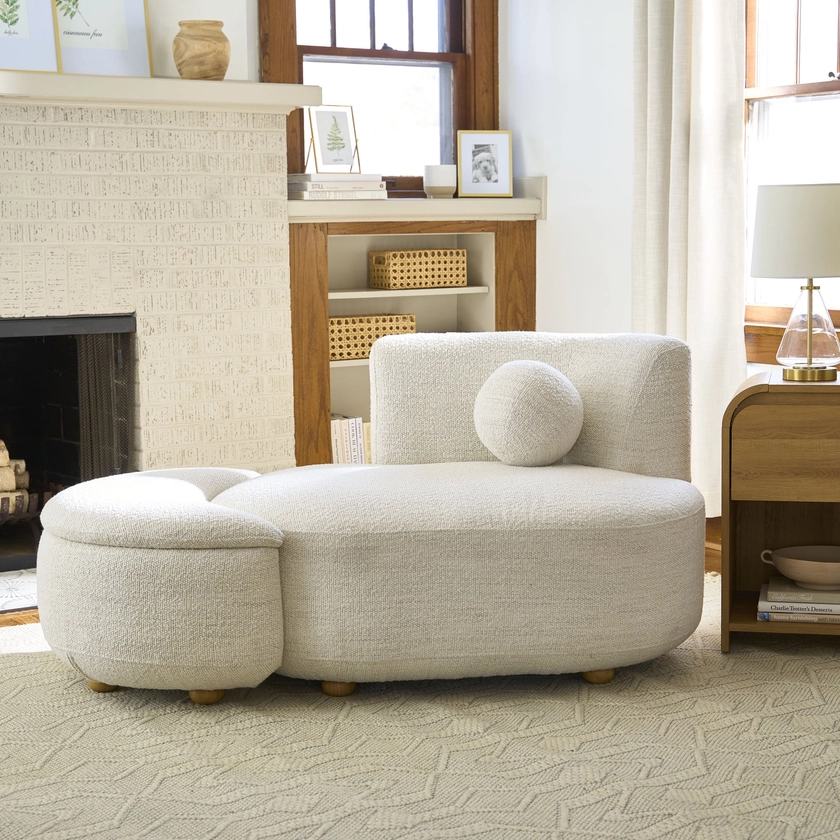 Better Homes & Gardens Juliet Modern Boucle Chaise & Storage Ottoman, Pearl - Walmart.com