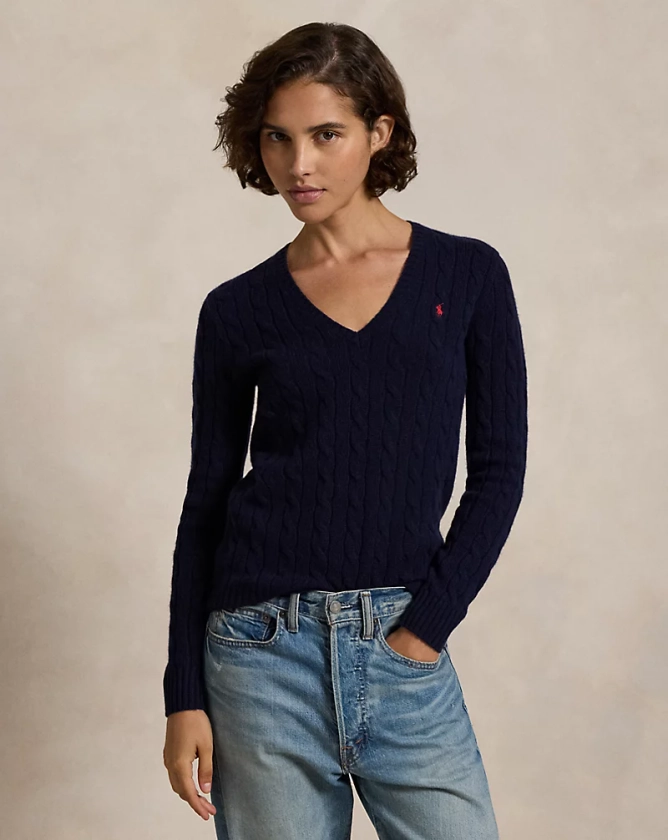 Cable-Knit Wool-Cashmere V-Neck Sweater | Ralph Lauren