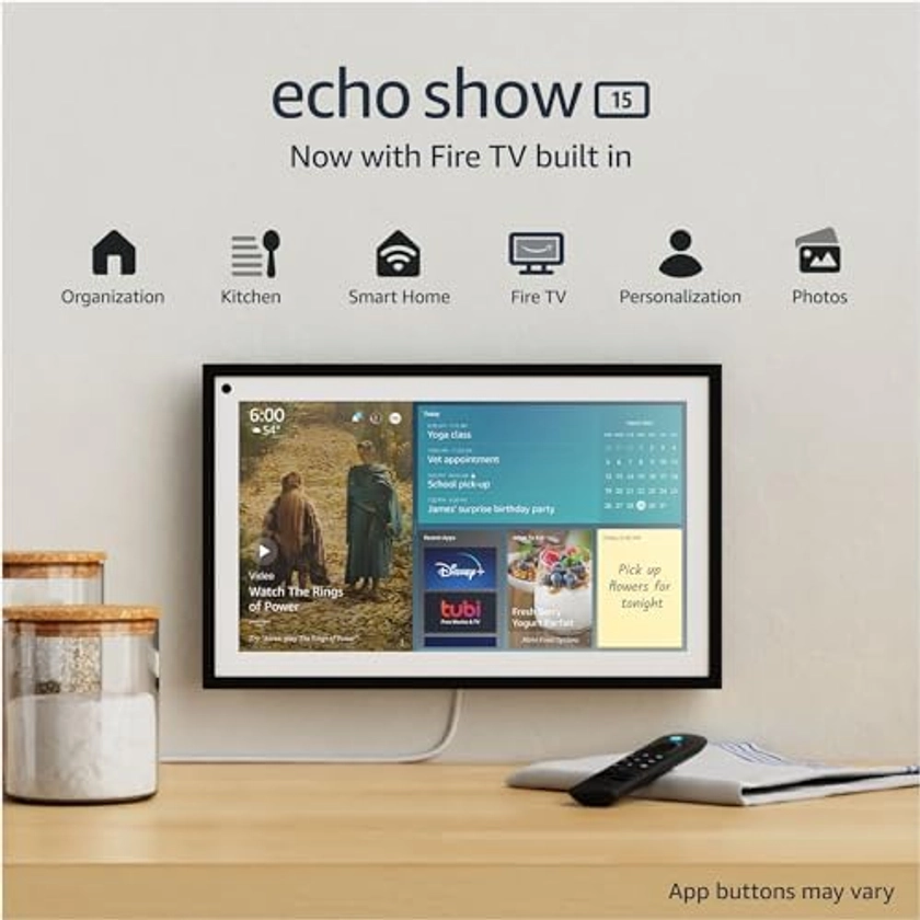 Amazon.com: Echo Show 15 | Full HD 15.6" smart display with Alexa and Fire TV built in | Remote included : Amazon Devices & Accessories