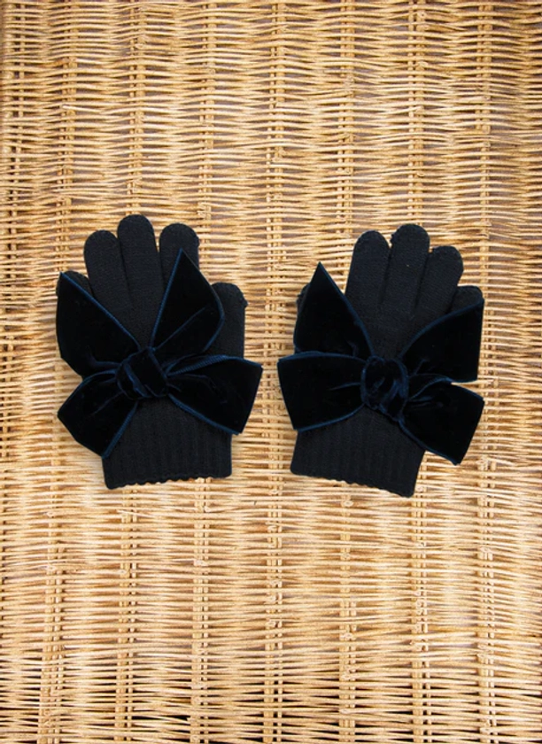 GLOVES WITH VELVET BOW