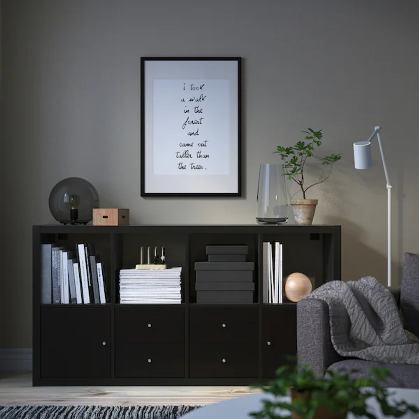 KALLAX shelf unit with 4 inserts, black-brown, 577/8x303/8" - IKEA