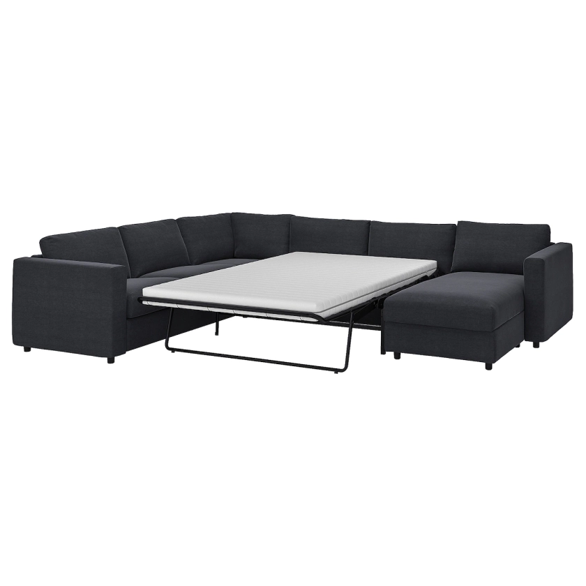VIMLE Crnr sofa-bed, 5-seat w chaise lng, Saxemara black-blue - IKEA