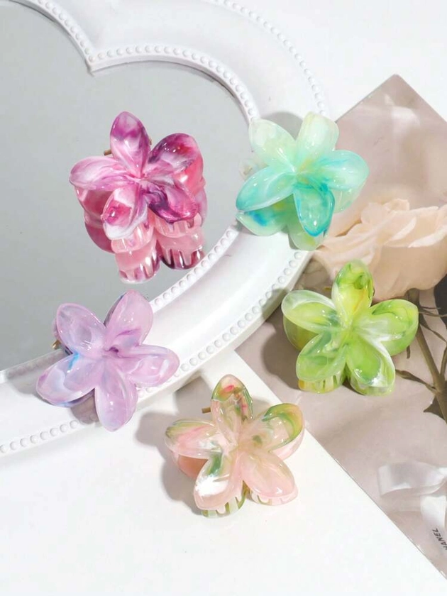 5pcs/Set 4cm Small Gradient Color Lily Flower Hair Clip For Daily Wear (Uneven Color Gradation Is Normal Phenomenon) | SHEIN USA