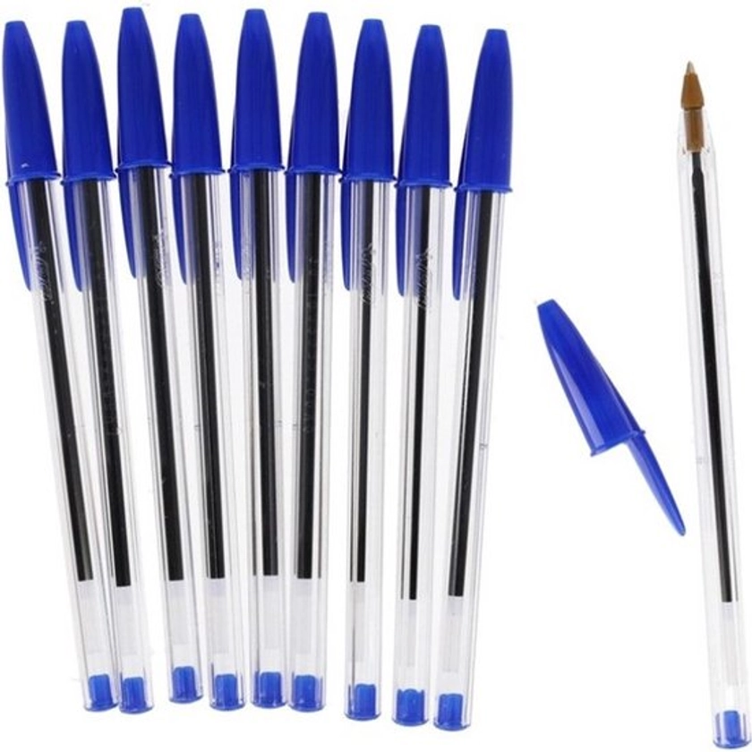 Bic balpennen set 20x stuks in kleur blauw - Voordelige Basic kantoor Bic balpennen