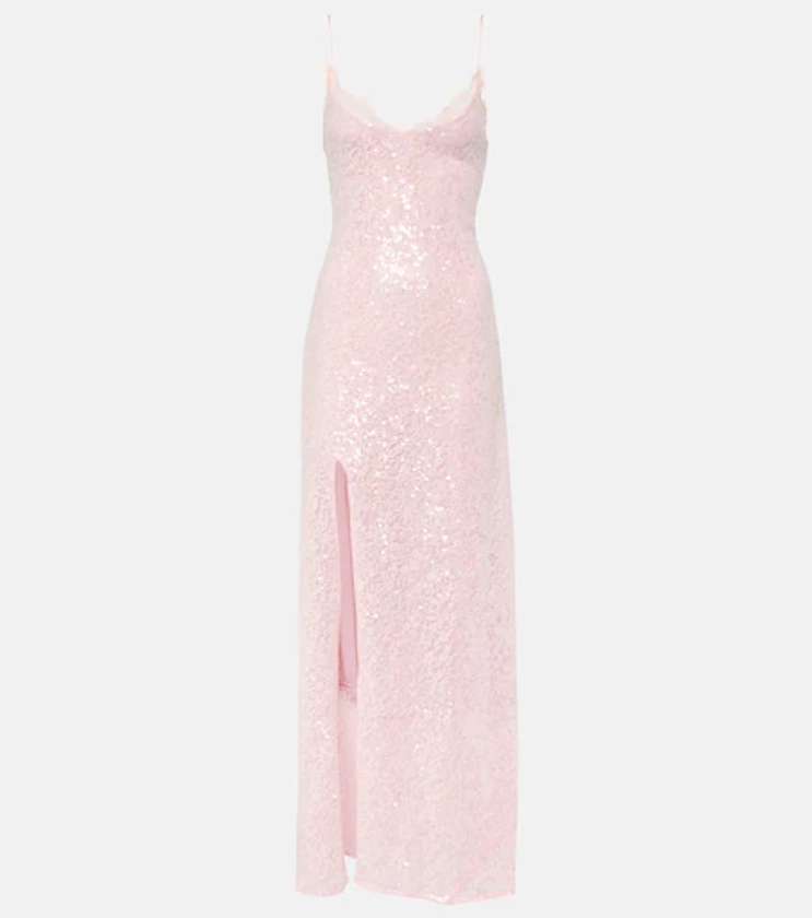 Kezia lace-trimmed sequined slip dress in pink - Staud | Mytheresa