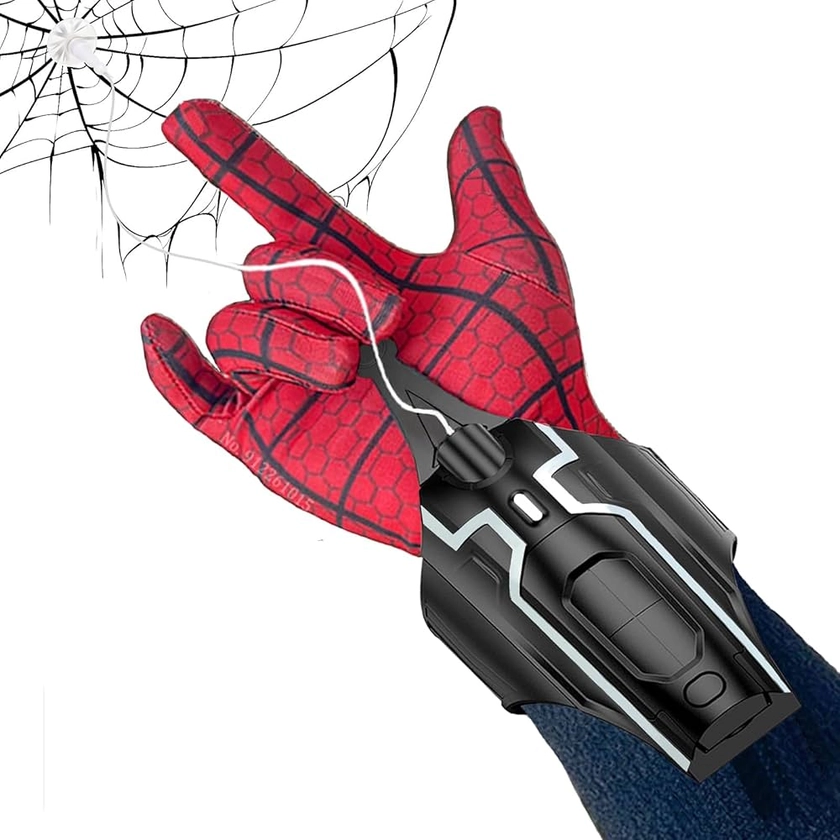 Spider Web Shooter Toy 2.0 Upgrade - USB Rechargeable Web Launcher with Real Silk, Suction Cup & Matching Glove - Cool Gadgets for Superhero Role-Play, Fun Gift for Men, Teens, and Kids Cosplay