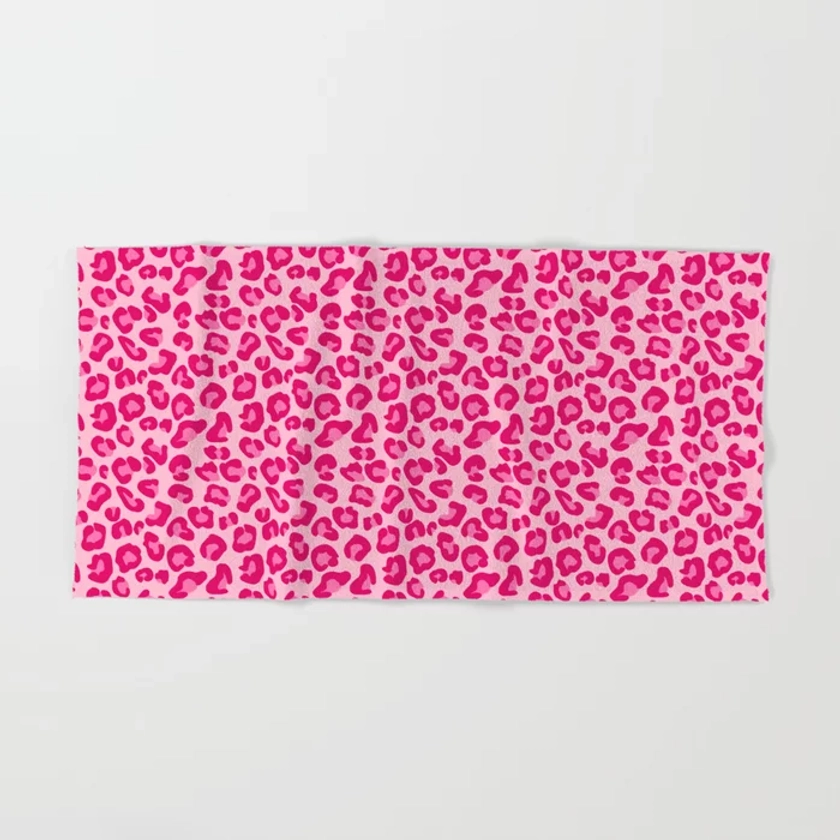 Leopard Print in Pastel Pink, Hot Pink and Fuchsia Hand & Bath Towel