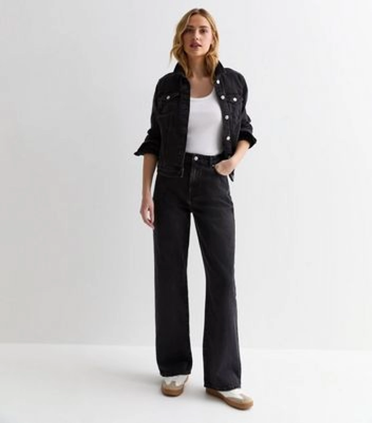 Black High Waist Adalae Wide Leg Jeans