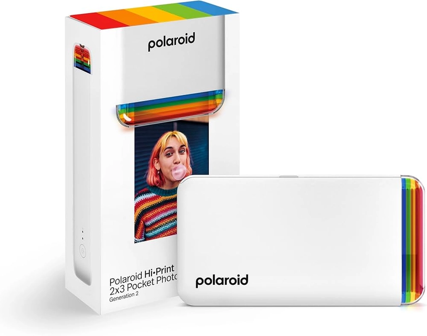 Polaroid Hi-Print - 2nd Generation - Imprimante Portable 2x3 connectée Bluetooth, imprimante à Sublimation - Blanc