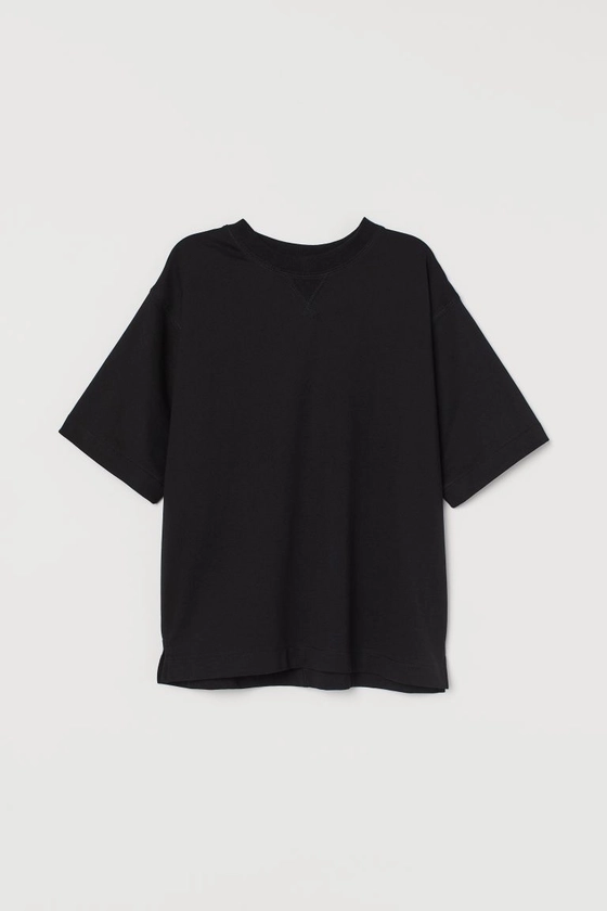 Sweat-shirt à manches courtes - Noir - FEMME | H&M BE