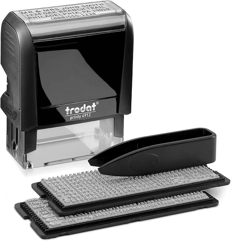 Amazon.com : Trodat Printy Economy Self-Inking Do It Yourself, Customizable Message or Address Stamp, Impression Size: 3/4 x 1-7/8 Inches, Black (5915) (USS5915) : Business Stamps : Office Products
