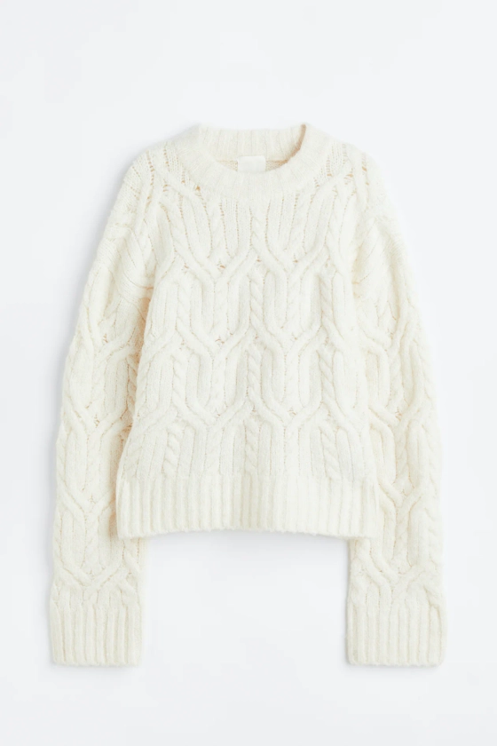 Pull en maille torsadée - Encolure ronde - Manches longues - Crème - FEMME | H&M FR