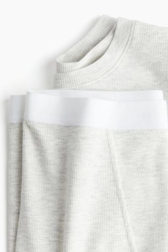 T-shirt et boxer de pyjama - Gris clair chiné - FEMME | H&M FR