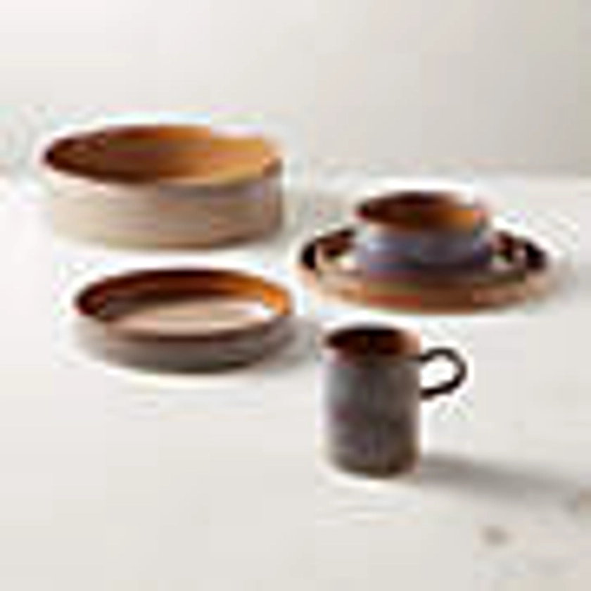 Prado 4-Piece Multicolor Dinnerware Set with Soup Bowl with Reactive Glaze