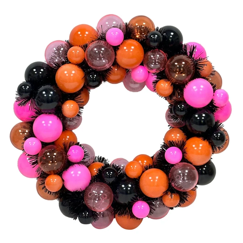 Black, Pink & Orange Ornament Wreath 15" | At Home