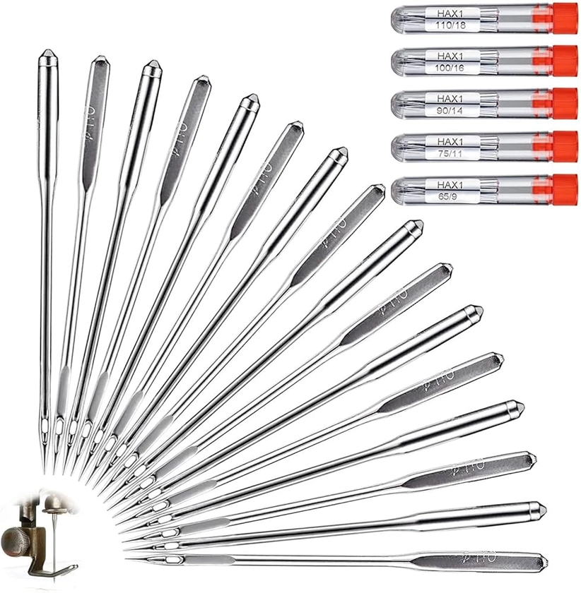 Universal Sewing Machine Needles - 50 Pcs | Heavy Duty Ballpoint for Brother, Janome, Singer | Sizes 65/9, 75/11, 90/14, 100/16, 110/18 | Perfect for Denim, Leather, Jeans, Jersey : Amazon.co.uk: Home & Kitchen