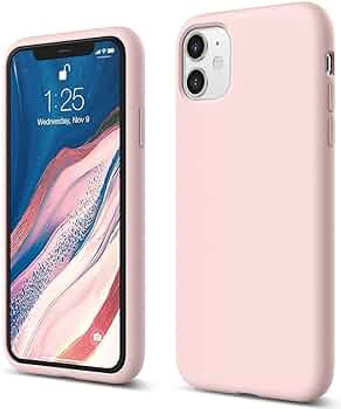 elago Compatible with iPhone 11 Case, Liquid Silicone Case, Full Body Protective Cover, Anti-Scratch Soft Microfiber Lining, 6.1 inch (Loevly Pink)