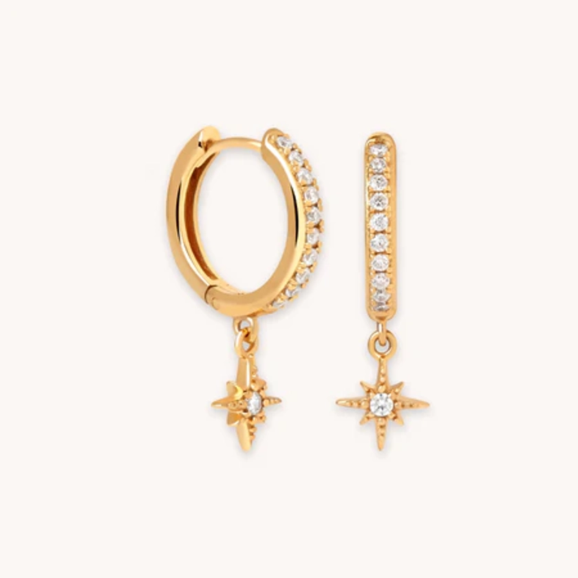 Crystal Star Gold Hoops | Astrid & Miyu Earrings