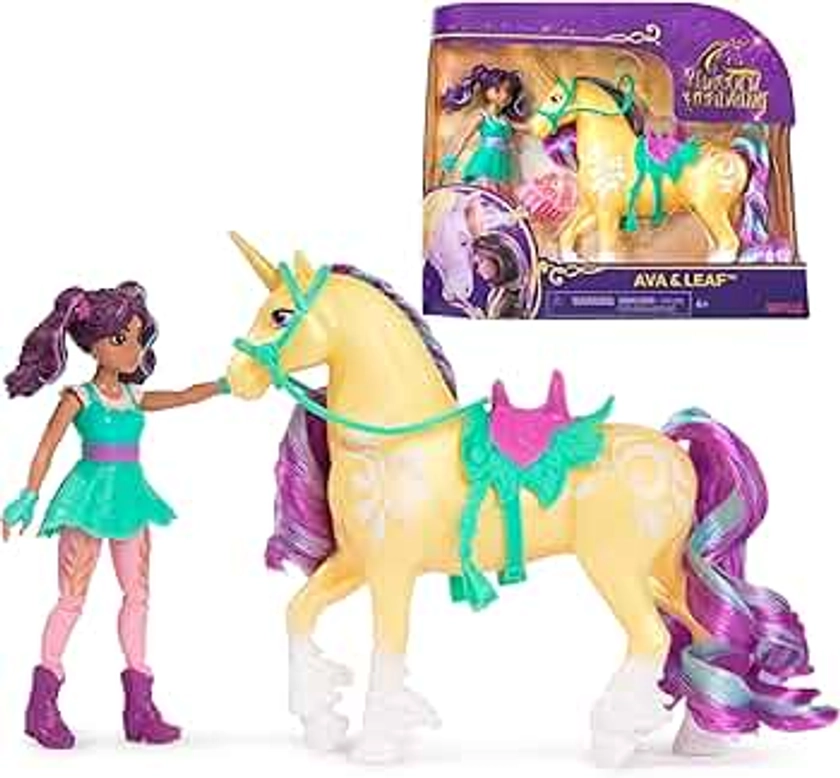 Unicorn Academy, Ava & Leaf Set with 2 Riding Accessories & Hair Styling Tool, Dolls & Unicorn Toys for Girls Ages 4 and up