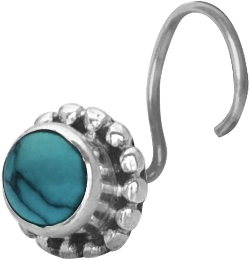 Buy Abhooshan Precious Stone Small Nose Pin/Stud with wire in 92.5 Sterling Silver For Women and Girls. Piercing required (Turquoise) at Amazon.in