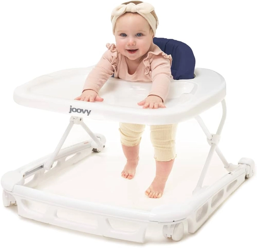 Amazon.com : Joovy Spoon B Baby Walker & Activity Center Featuring Super-Sized Tray with Dishwasher-Safe Insert, Ultra-Wide Base, Three Adjustable Heights, and Rear-Wheel Parking Brake (Slate) : Baby