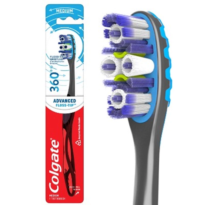 Colgate 360 Total Advanced Floss-Tip Bristles Toothbrush Medium