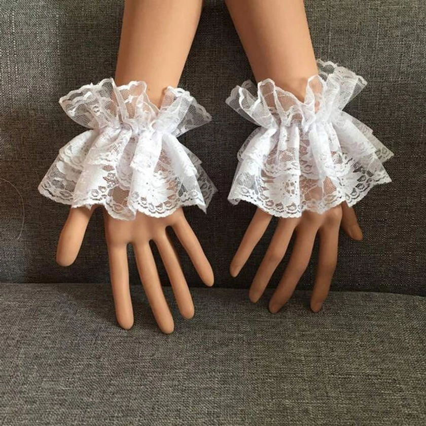 1 Par De Mangas Cortas De Encaje Para Mujer, Accesorios Góticos , Adecuados Para Accesorios De Vestido De Boda, Cosplay