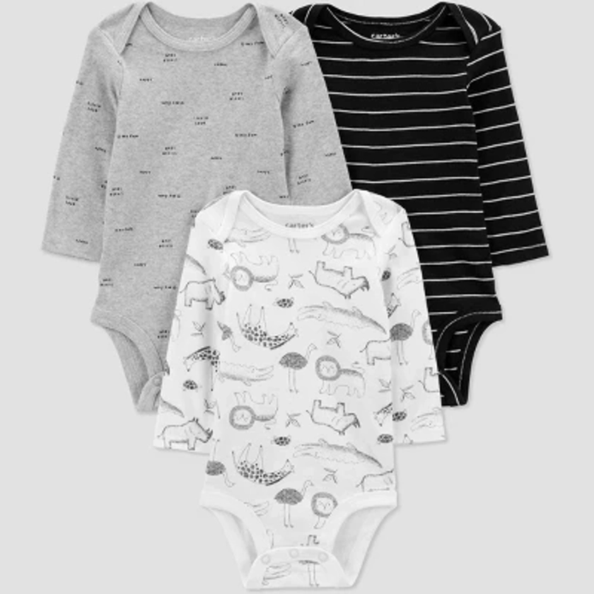 Carter's Just One You® Baby Boys' 3pk Bodysuit - Black/Gray 3M