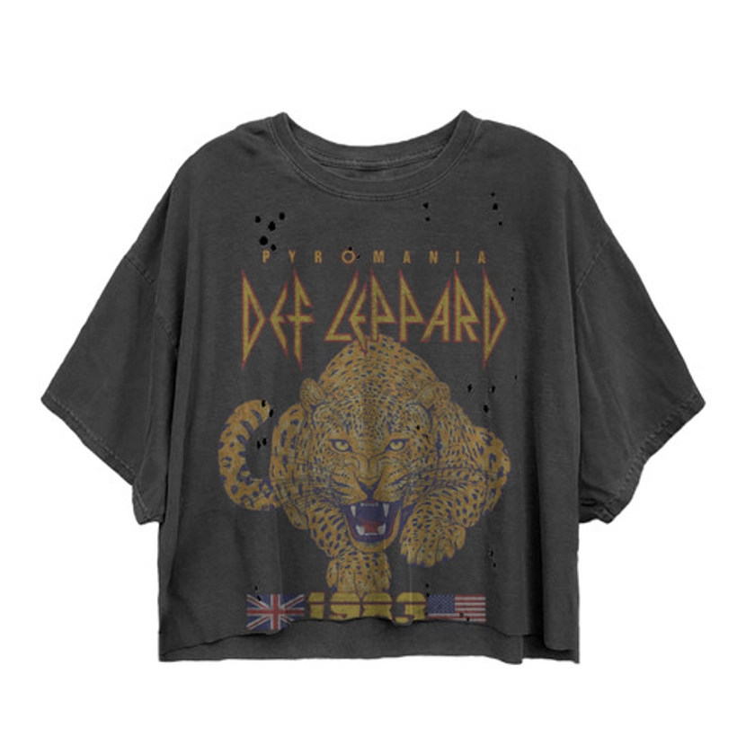 Def Leppard Tour 1983 Cat Women's Vintage Crop Top T-Shirt