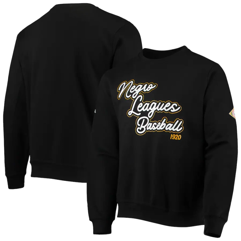 Men's Negro League Baseball Stitches Black Logo Crewneck Sweatshirt