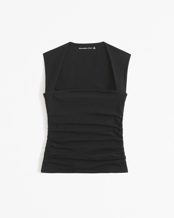 Women's The A&F Ava Cotton-Blend Seamless Fabric Ruched Portrait Top | Women's Tops | Abercrombie.com