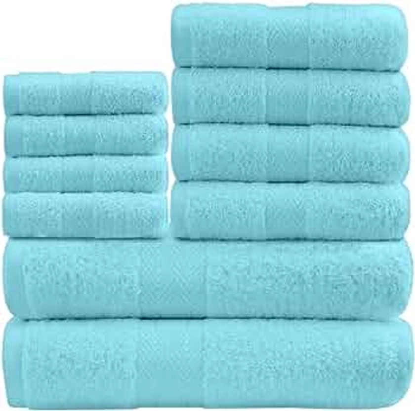 GC GAVENO CAVAILIA Soft Towels - 10 Piece Bathroom Towels Bale Set - Premium Quality Water Absorbent Towel, 4 Face 4 Hand 2 Bath Towel, 450 GSM Washable Towels Set, Aqua