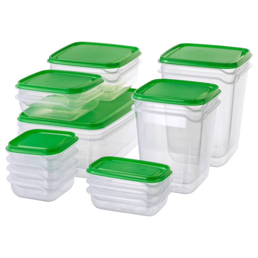 PRUTA food container, set of 17, transparent/green - IKEA