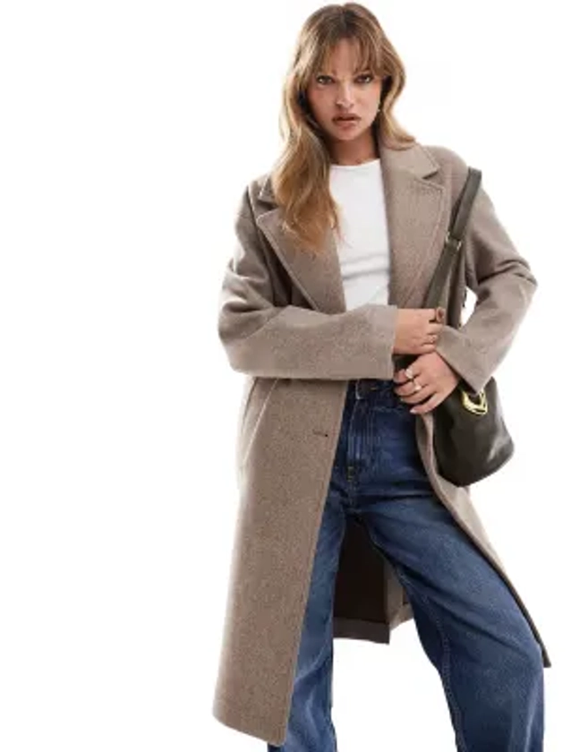 Bershka oversized tailored coat in taupe | ASOS