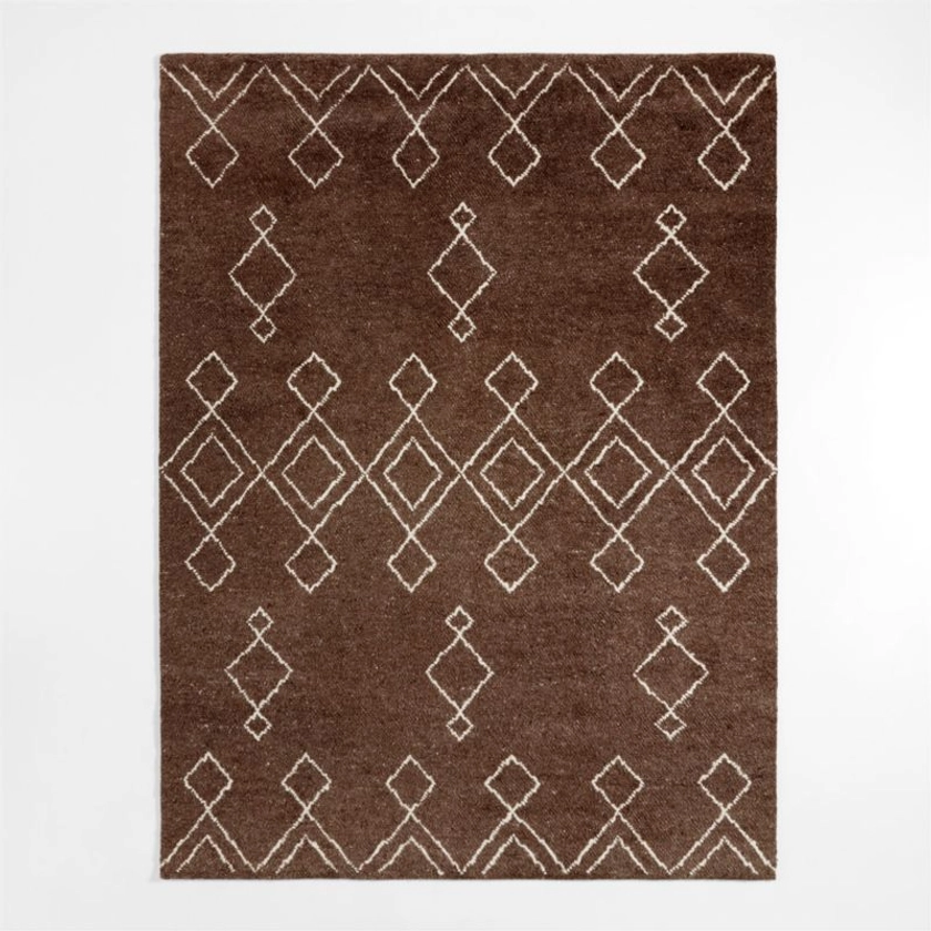 Algiers Wool Hand-Knotted Brown Area Rug 6'x9' | Crate & Barrel