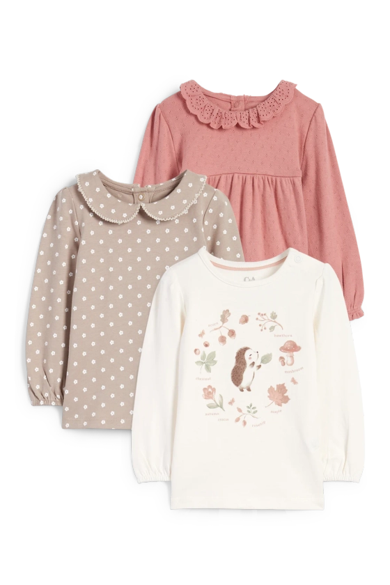 Lot de 3 - forêt et petites fleurs - hauts à manches longues | E-Shop C&A