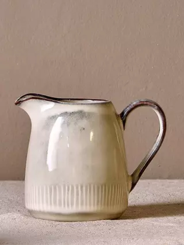 Nkuku Malia Stoneware Milk Jug, 290ml, Small, Cream