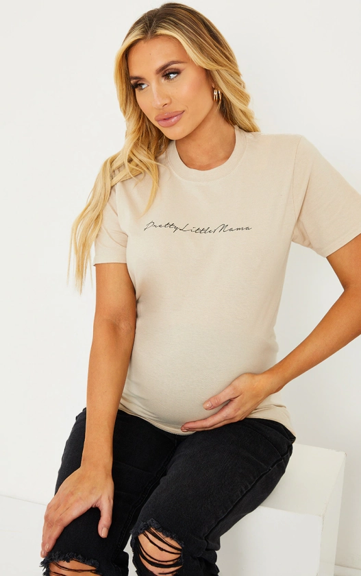Prettylittlething Maternity Stone T Shirt