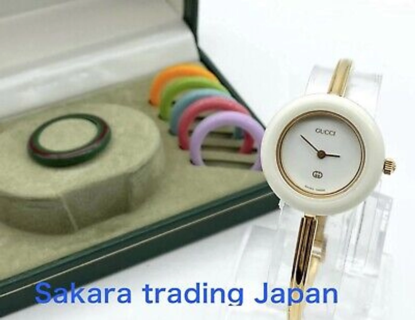 Gucci Change Bezel 12 Colors White / Gold Dial Women Watch Boxed Working Well | eBay