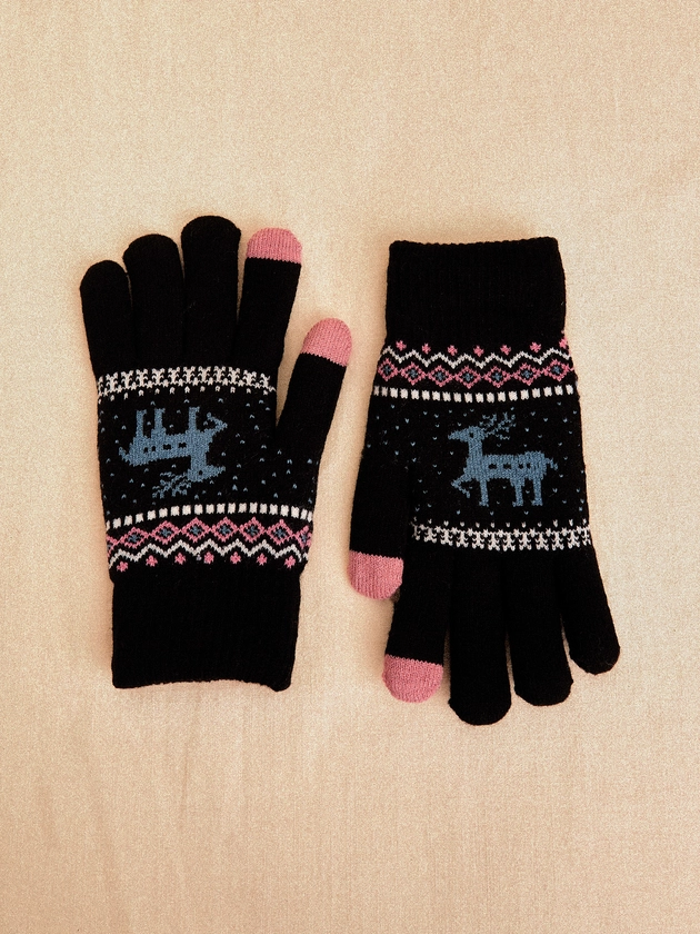 Reindeer Touch Screen Gloves | Apricot Clothing