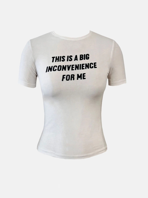 Inconvenience Slim-Fit Short-Sleeve T-Shirt White | POSTER GIRL