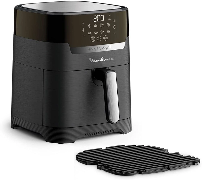 Moulinex Easy Fry & Grill Digital 2-en-1 Friteuse sans huile XL + gril, Capacité 4,2 L, Jusqu'à 6 personnes, 8 programmes, Température réglable, Timer, air fryer EZ505810, Noir