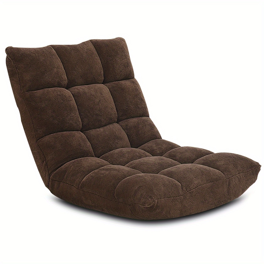 Fauteuil de sol avec dossier réglable, Fauteuil de sol rembourré, Coussin de sol pliable, Fauteuil de méditation, Fauteuil de relaxation, Coussin thaïlandais pour les loisirs, la méditation, le yoga (marron)