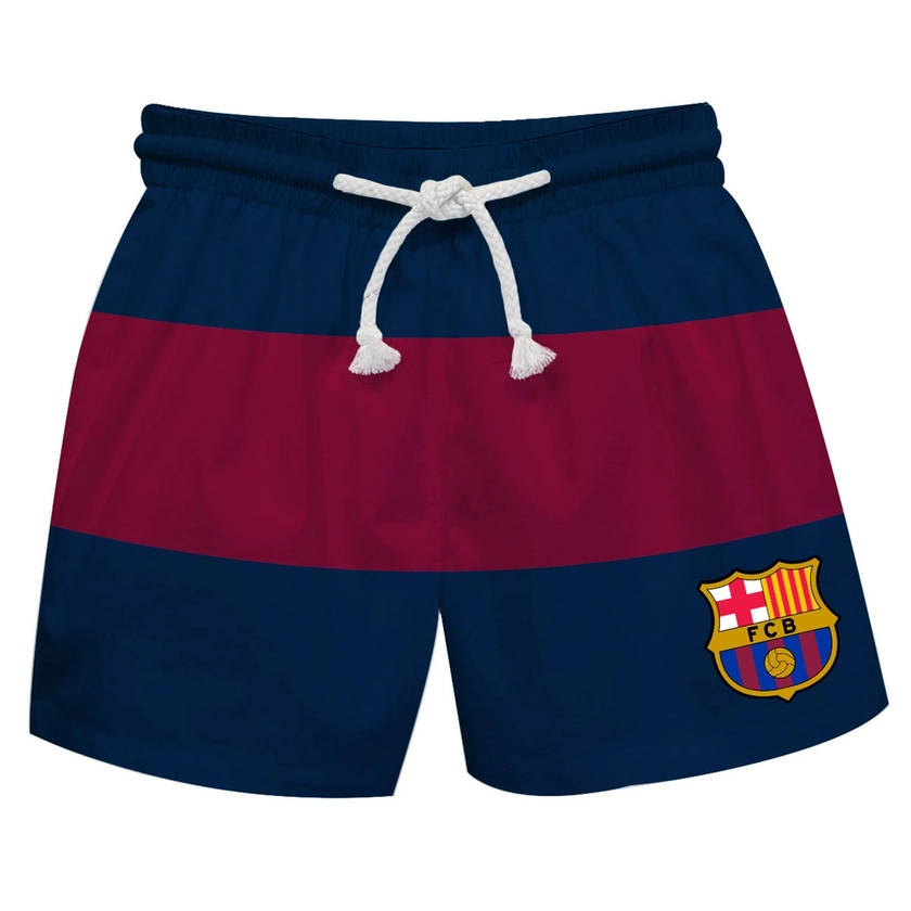 Barcelona Vive La Fete Youth Stripe Swim Trunks - Navy/Maroon