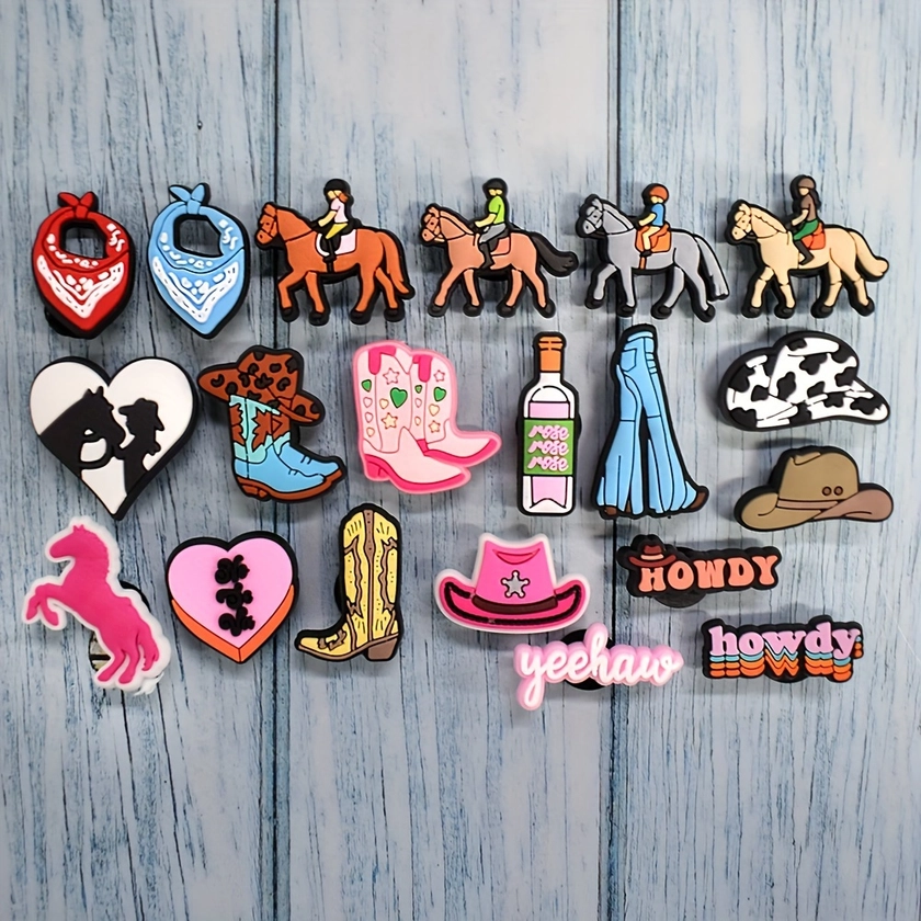 20pcs Cowboy Shoe Charms, Scarf Jeans Hat Shoe Charms, For Sandal, Shoe Accessories